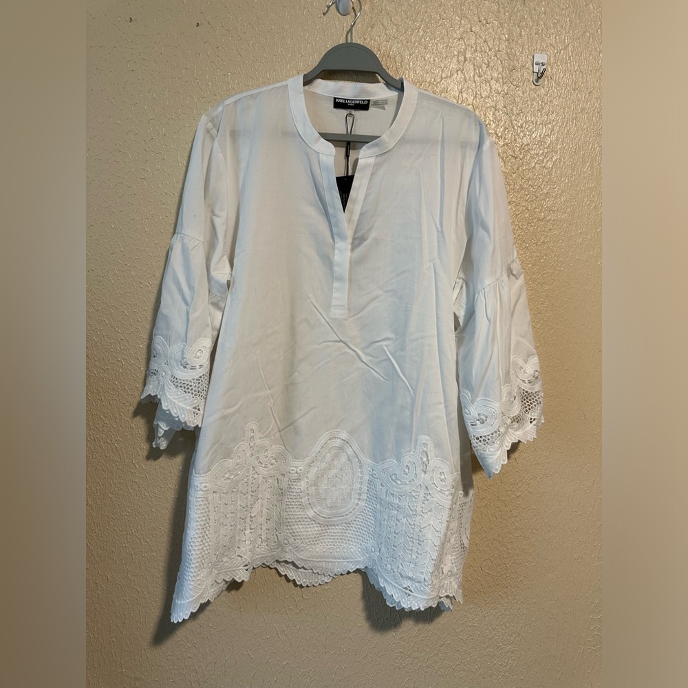 Karl‎ Lagerfeld Top Embroidered Lace Size XL Cotton